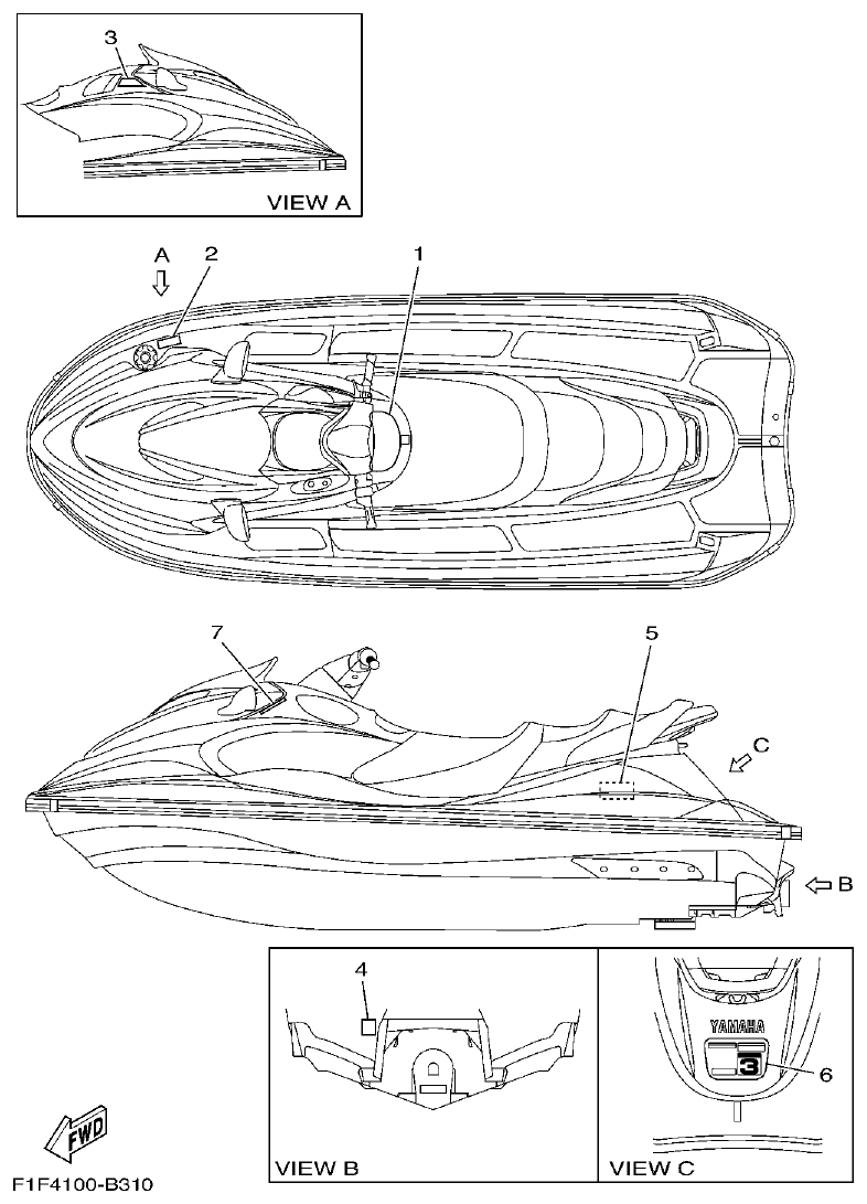 Yamaha XLT800(2003) IMPORTANT LABELS 3 parts diagram